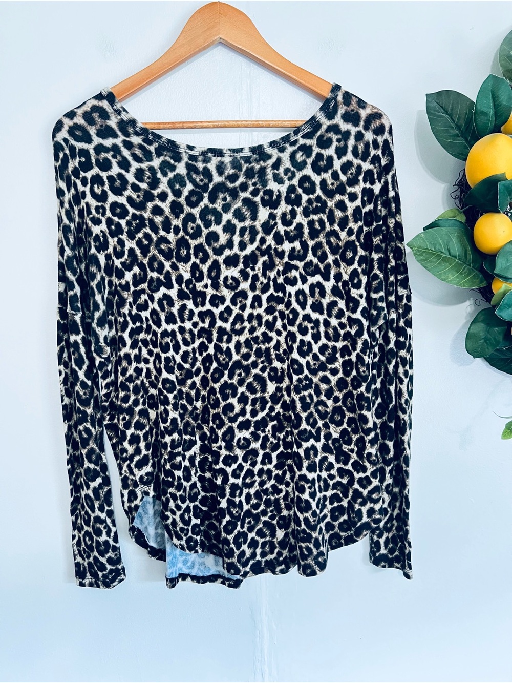 Y2K Rue 21 Leopard Print Long Sleeve Top M Strappy Back